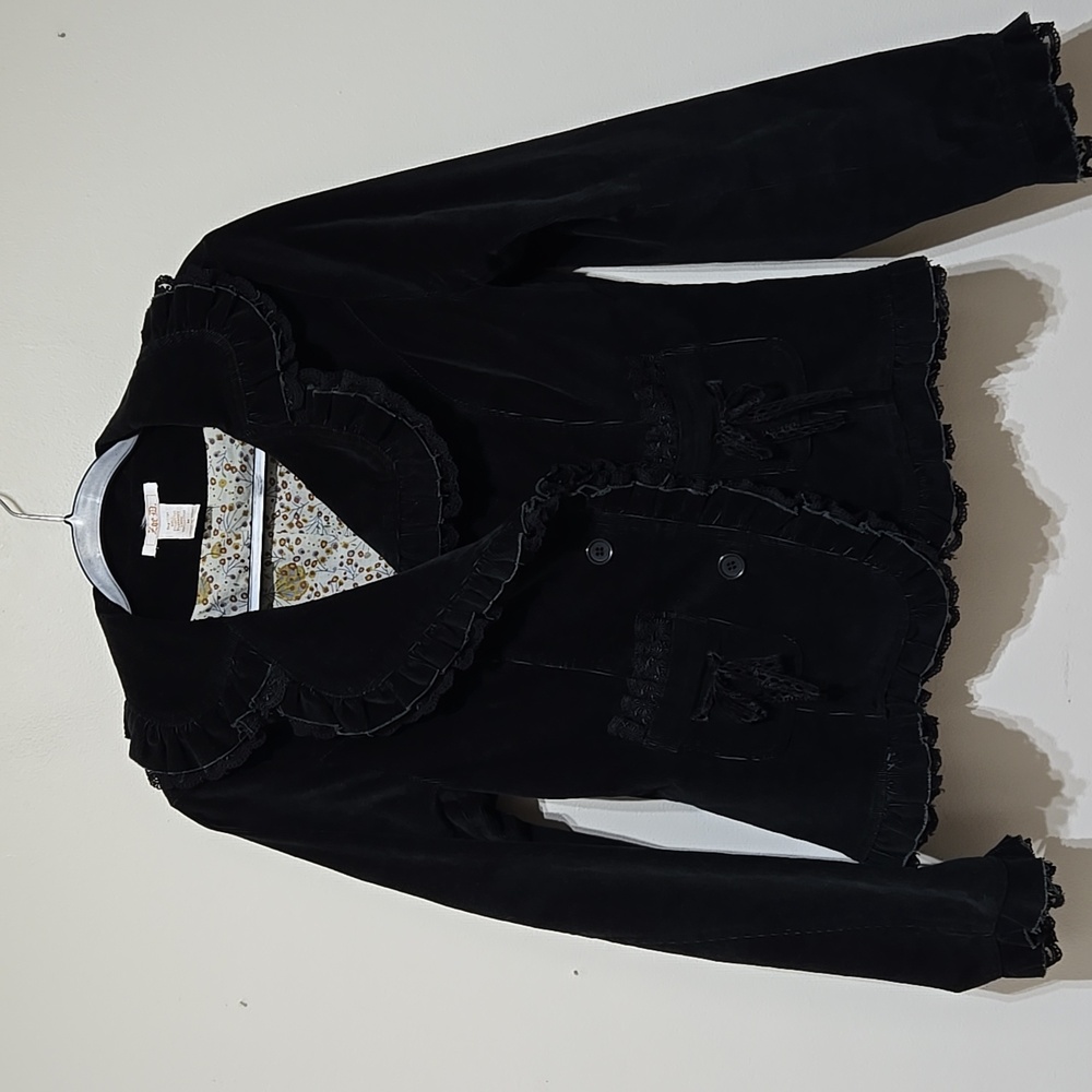 Zoe D. Women's Corduroy Ruffled Jacket